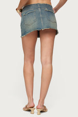Levana Distressed Denim Mini Skirt