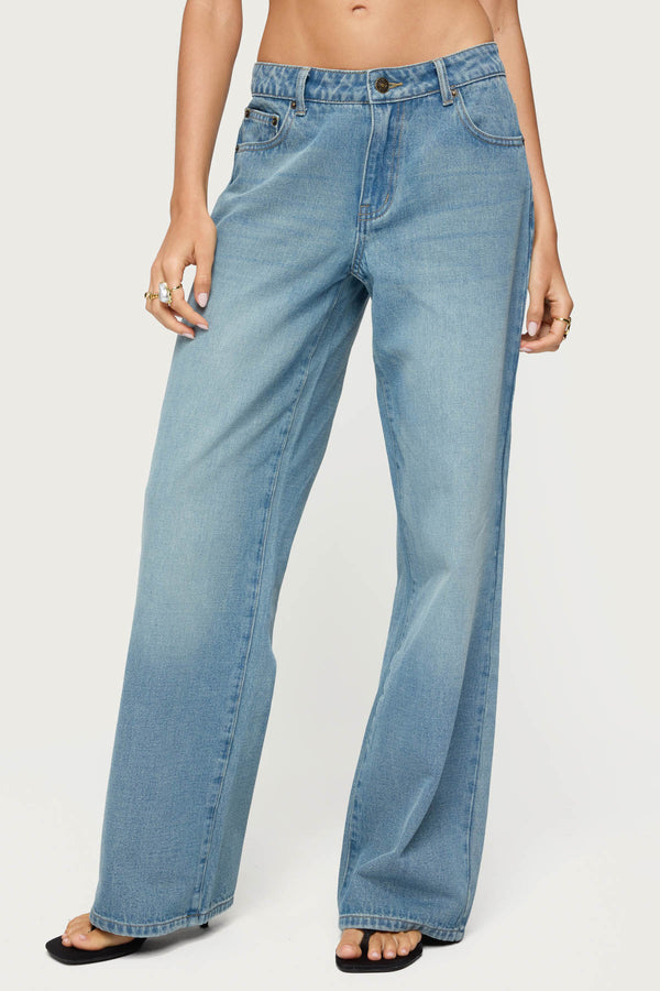 Raelynn Washed Low Rise Baggy Jeans