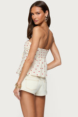 Izzey Polka Dot Strapless Babydoll Top