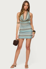 Ziggy Striped Backless Knit Mini Dress