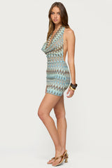Ziggy Striped Backless Knit Mini Dress