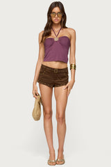 Abstract Metal Detail Halter Top