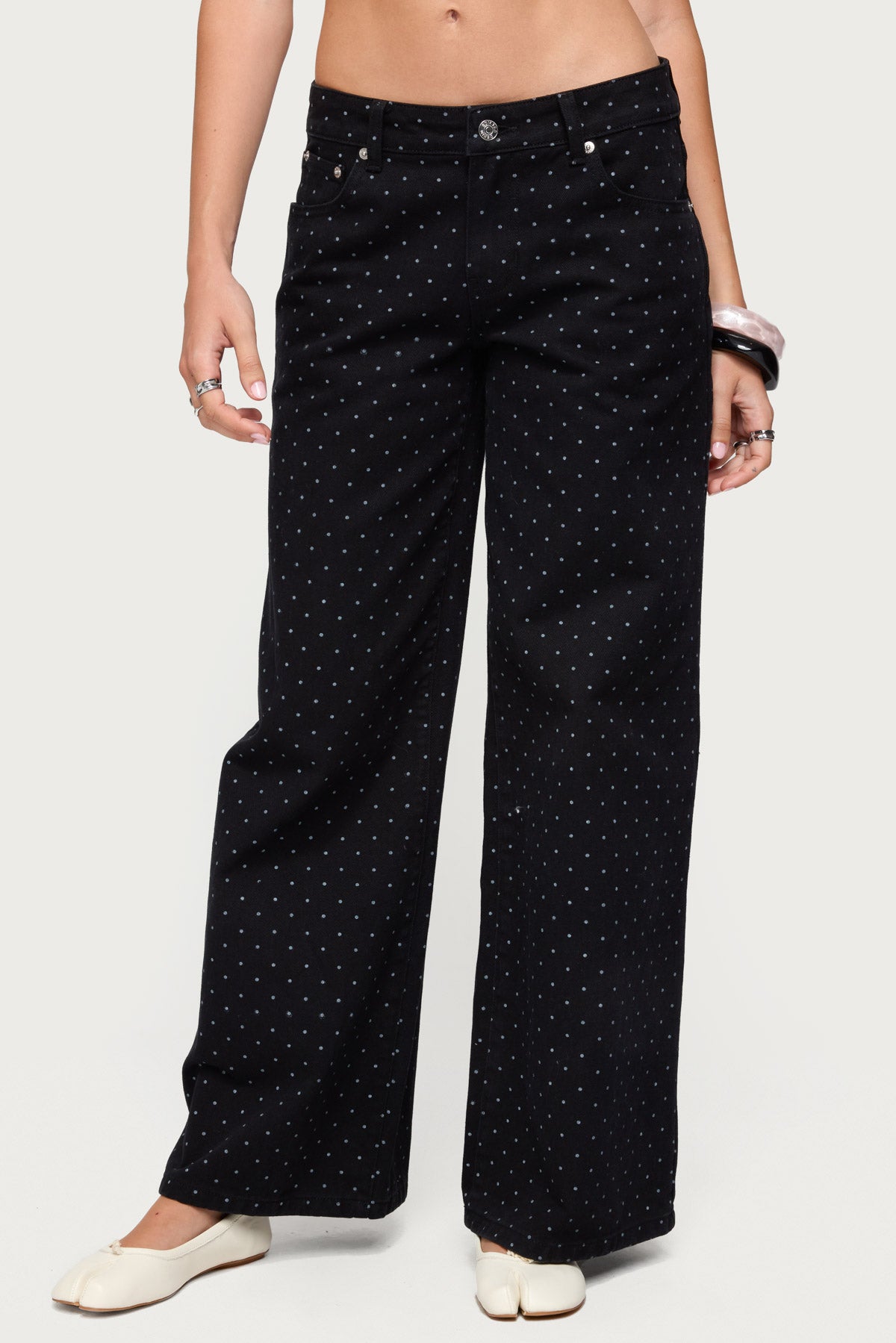 Misha Polka Dot Low Rise Baggy Jeans