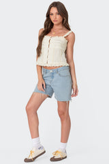 Hera Button Front Ruffled Top