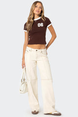 Contrast Stitch Low Rise Baggy Jeans