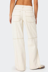 Contrast Stitch Low Rise Baggy Jeans