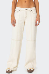 Contrast Stitch Low Rise Baggy Jeans