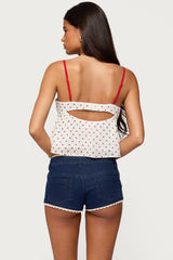 Contrast Polka Dot Cupped Chiffon Top
