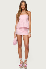 Avalai Linen Look Strapless Babydoll Top