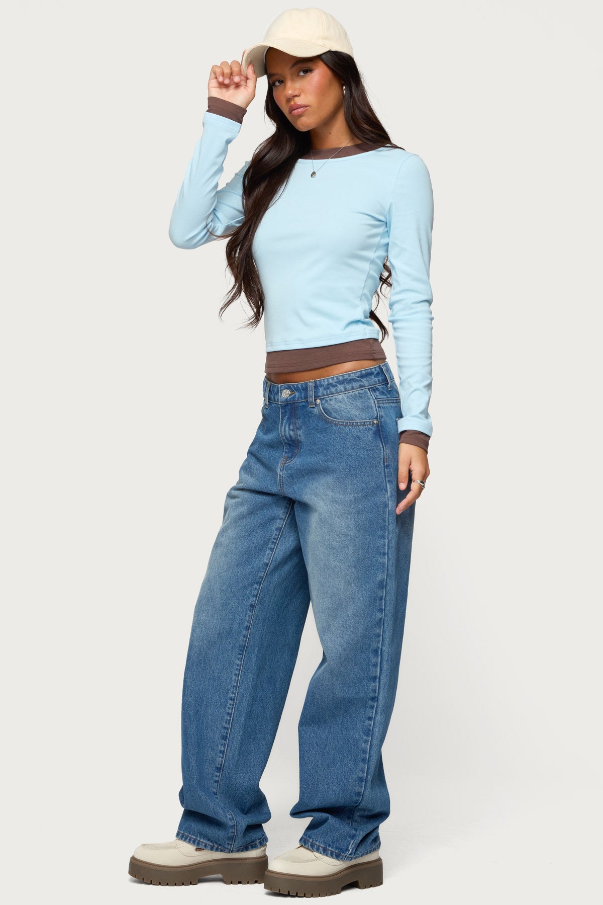 Contrast Layered Look Long Sleeve T Shirt