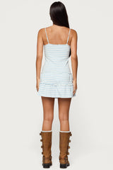 Tiered Ruffle Striped Mini Dress