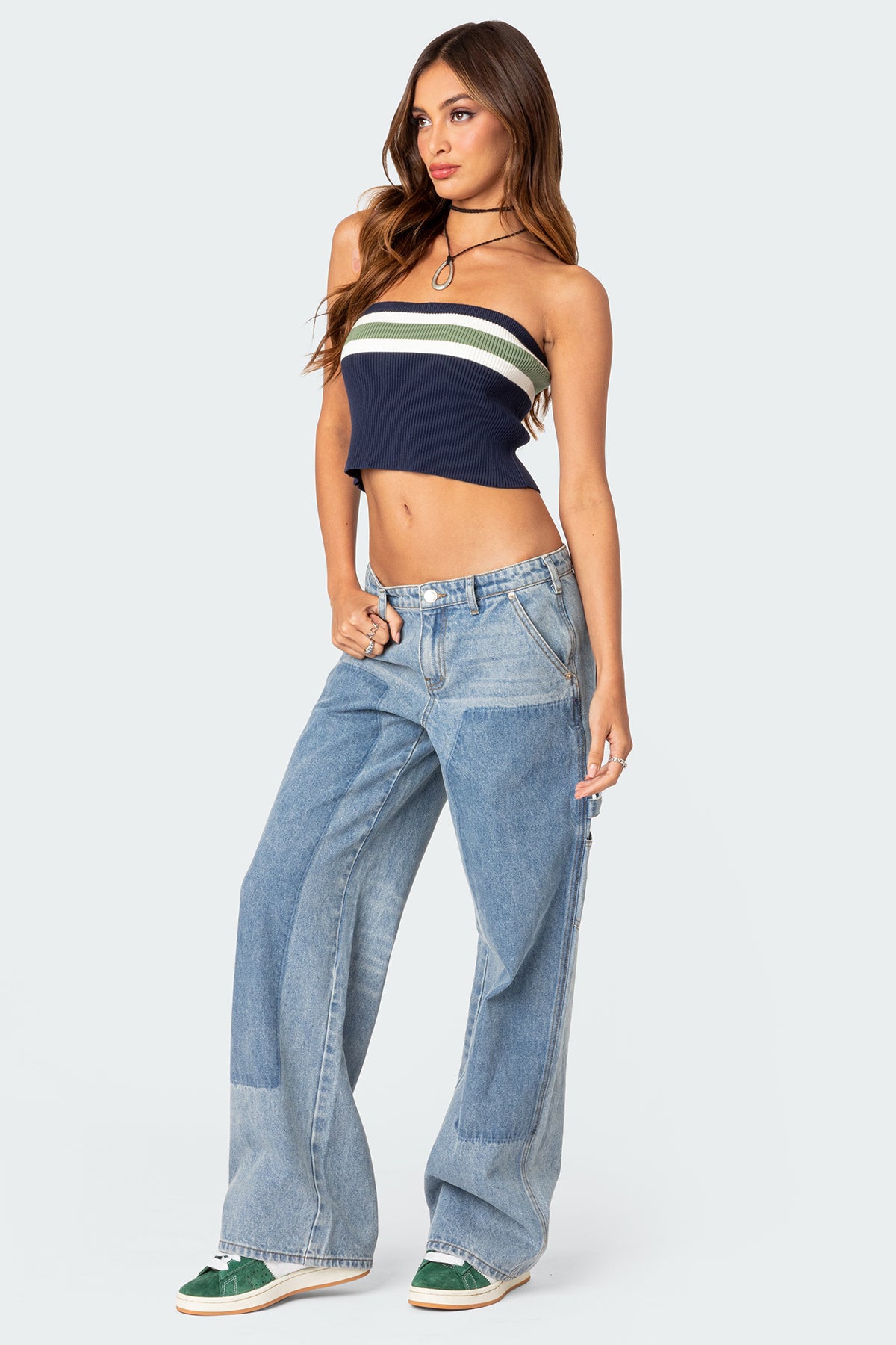 Faded Wash Low Rise Baggy Carpenter Jeans