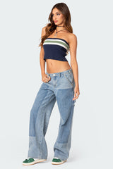 Faded Wash Low Rise Baggy Carpenter Jeans