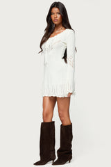 Shaia Pointelle Knit Mini Dress