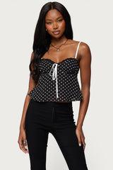 Contrast Polka Dot Cupped Chiffon Top