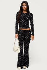 Daliya Polka Dot Long Sleeve Top