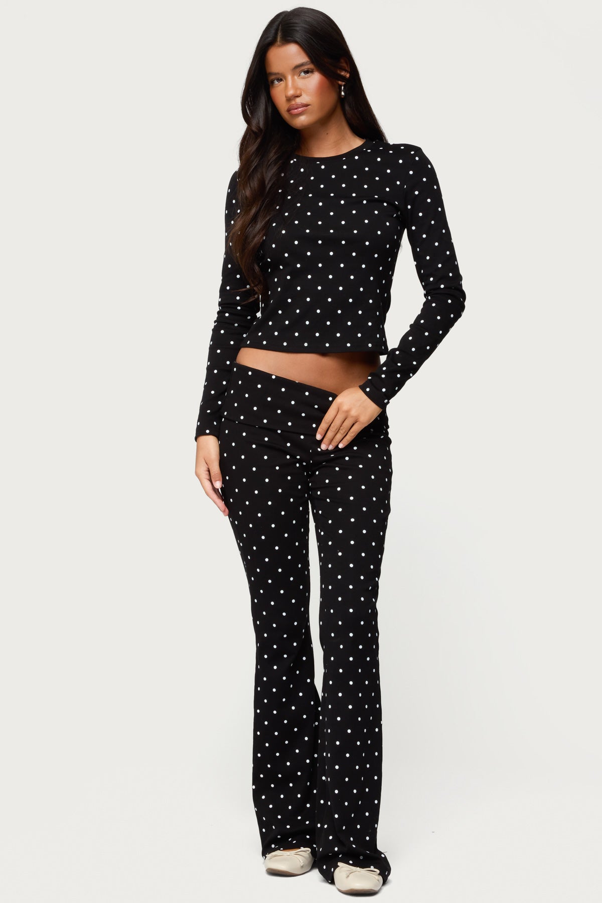 Daliya Polka Dot Fold Over Pants