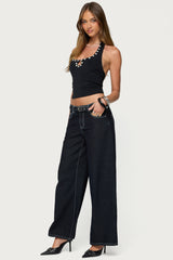 Coraline Button Cutout Halter Top