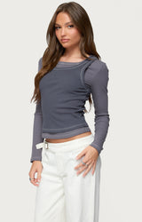 Zane Contrast Layered Long Sleeve Top