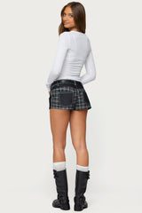 Carie Plaid Low Rise Denim Shorts