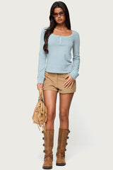 Steffey Scoop Neck Henley Top