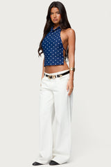 Raiya Polka Dot Backless Halter Top