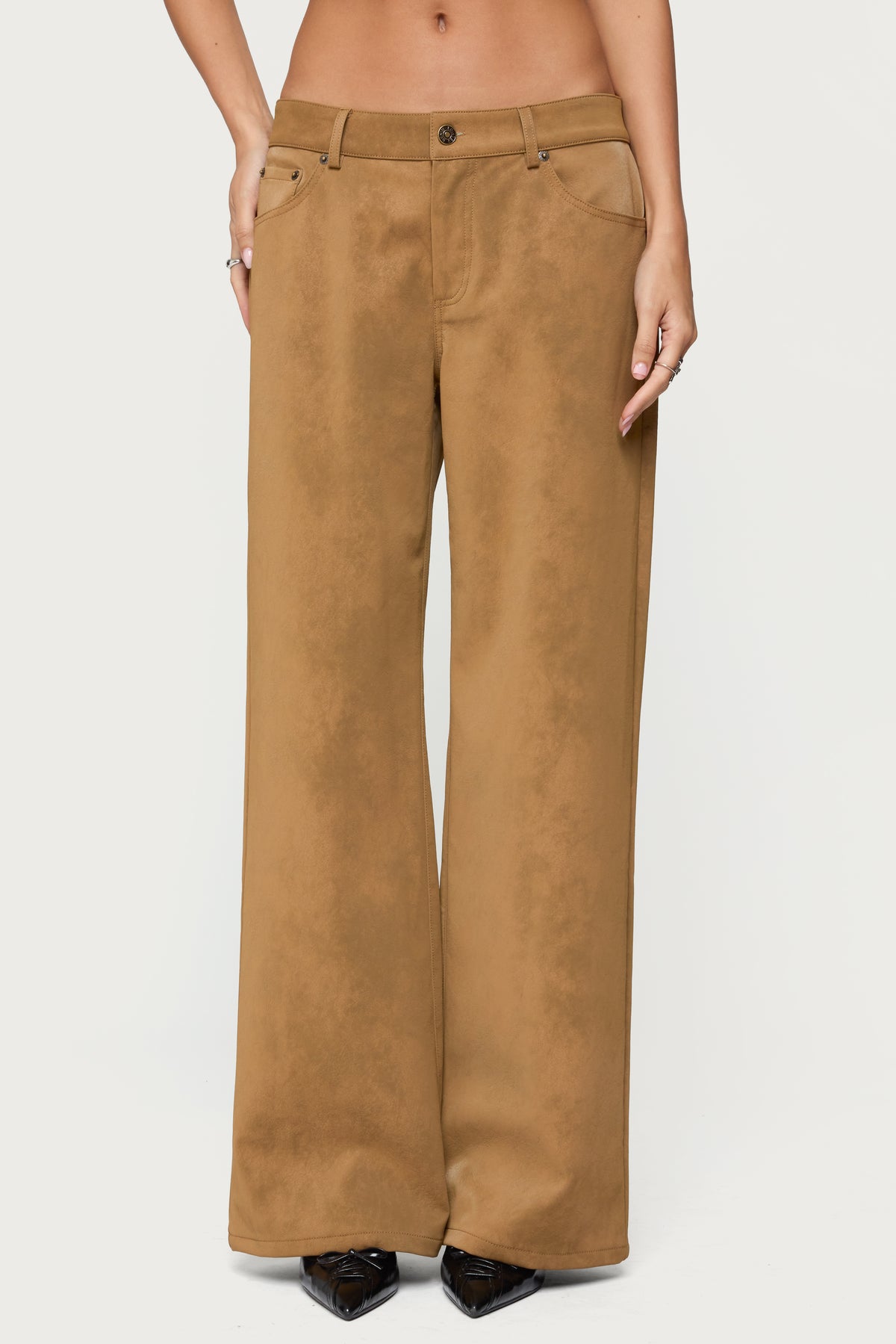 Stacey Low Rise Faux Suede Pants