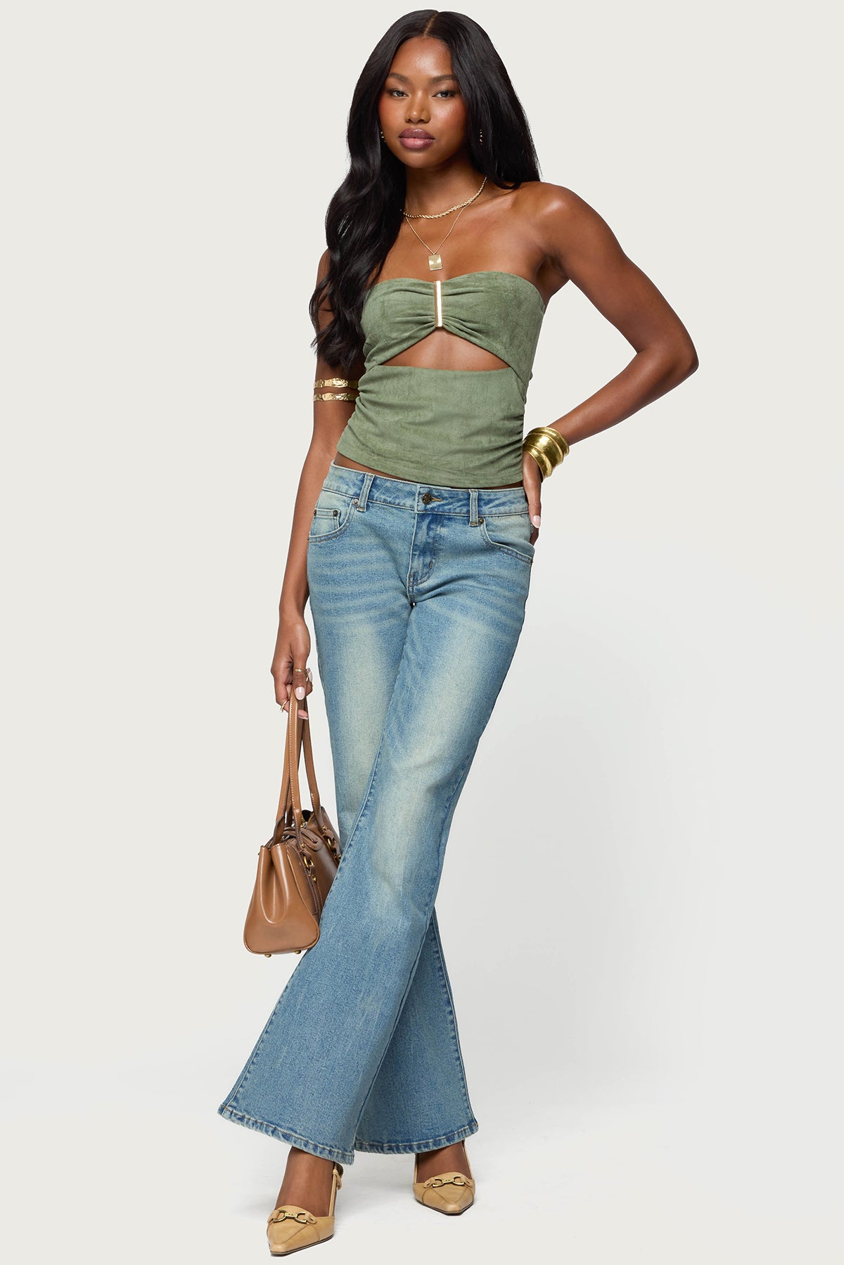 Jenni Washed Low Rise Flared Jeans