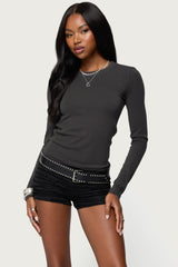 Daphne Ribbed Long Sleeve T Shirt