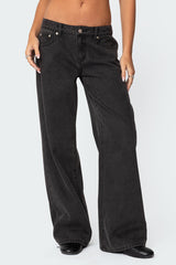 Bow Pocket Low Rise Baggy Jeans