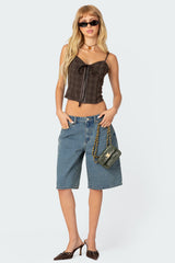 Plaid Lace Up Corset