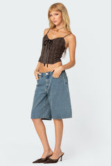 Plaid Lace Up Corset