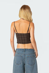 Plaid Lace Up Corset