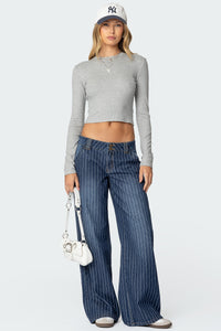 Cory Striped Low Rise Baggy Jeans