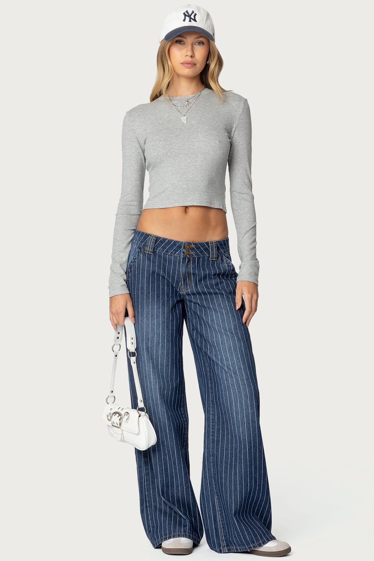 Cory Striped Low Rise Baggy Jeans