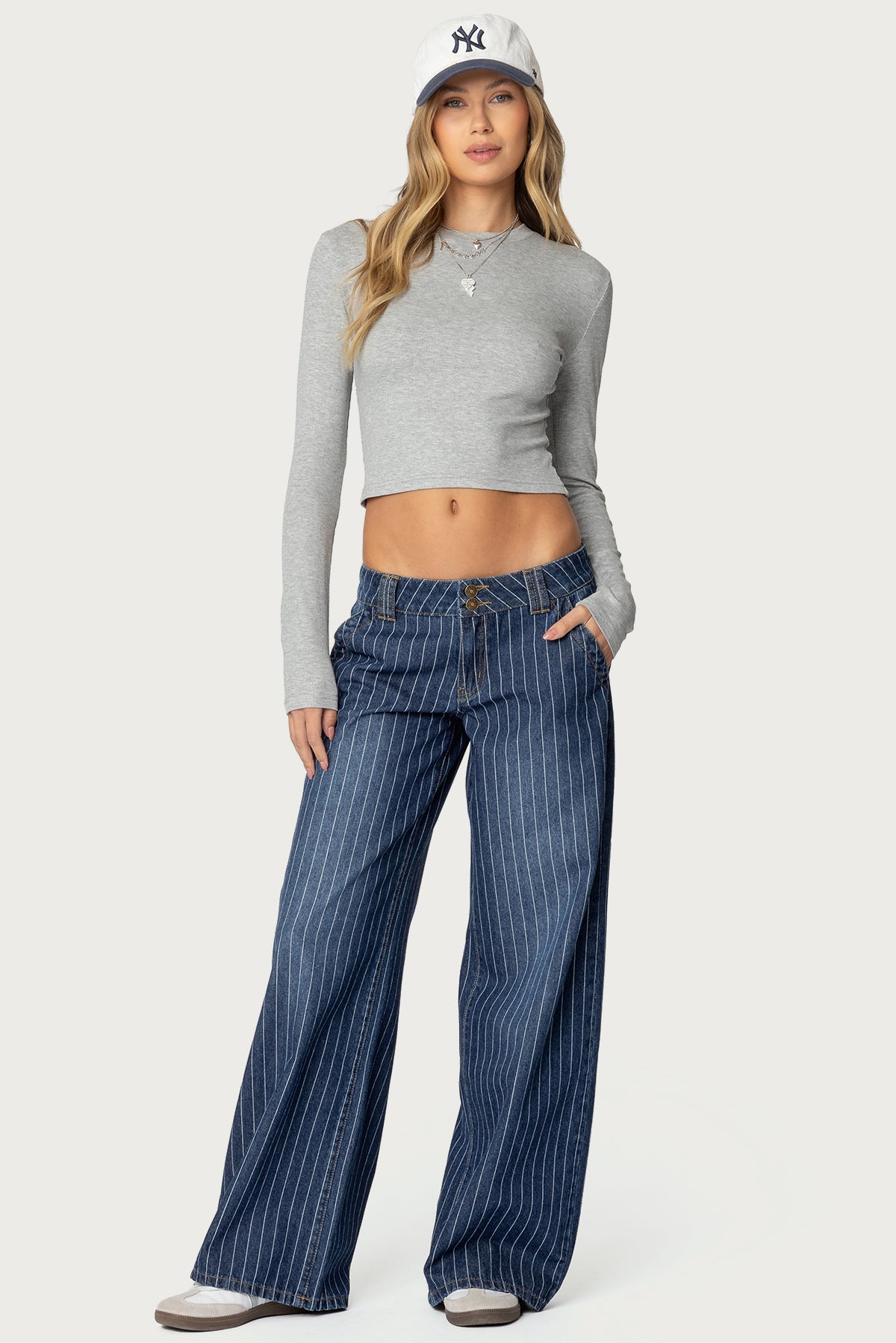 Cory Striped Low Rise Baggy Jeans