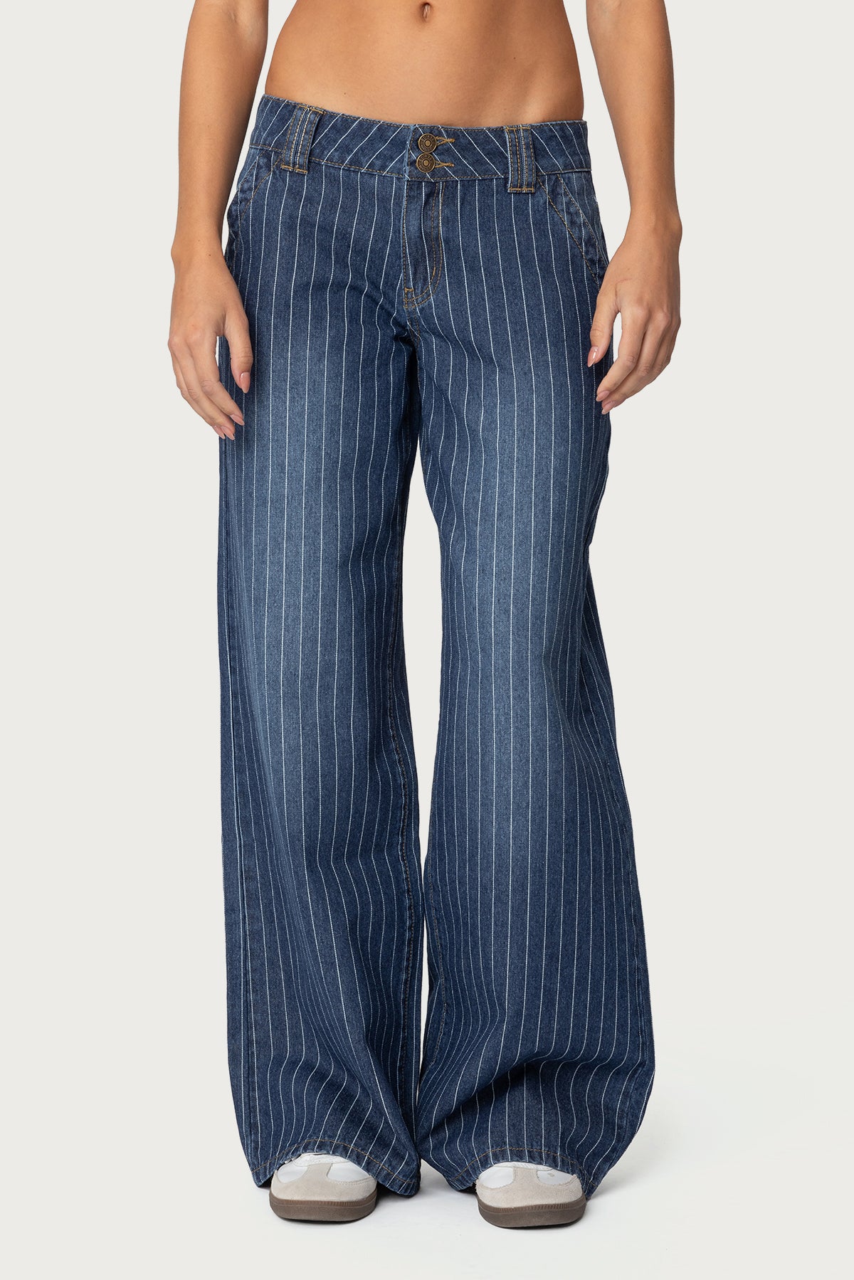 Cory Striped Low Rise Baggy Jeans