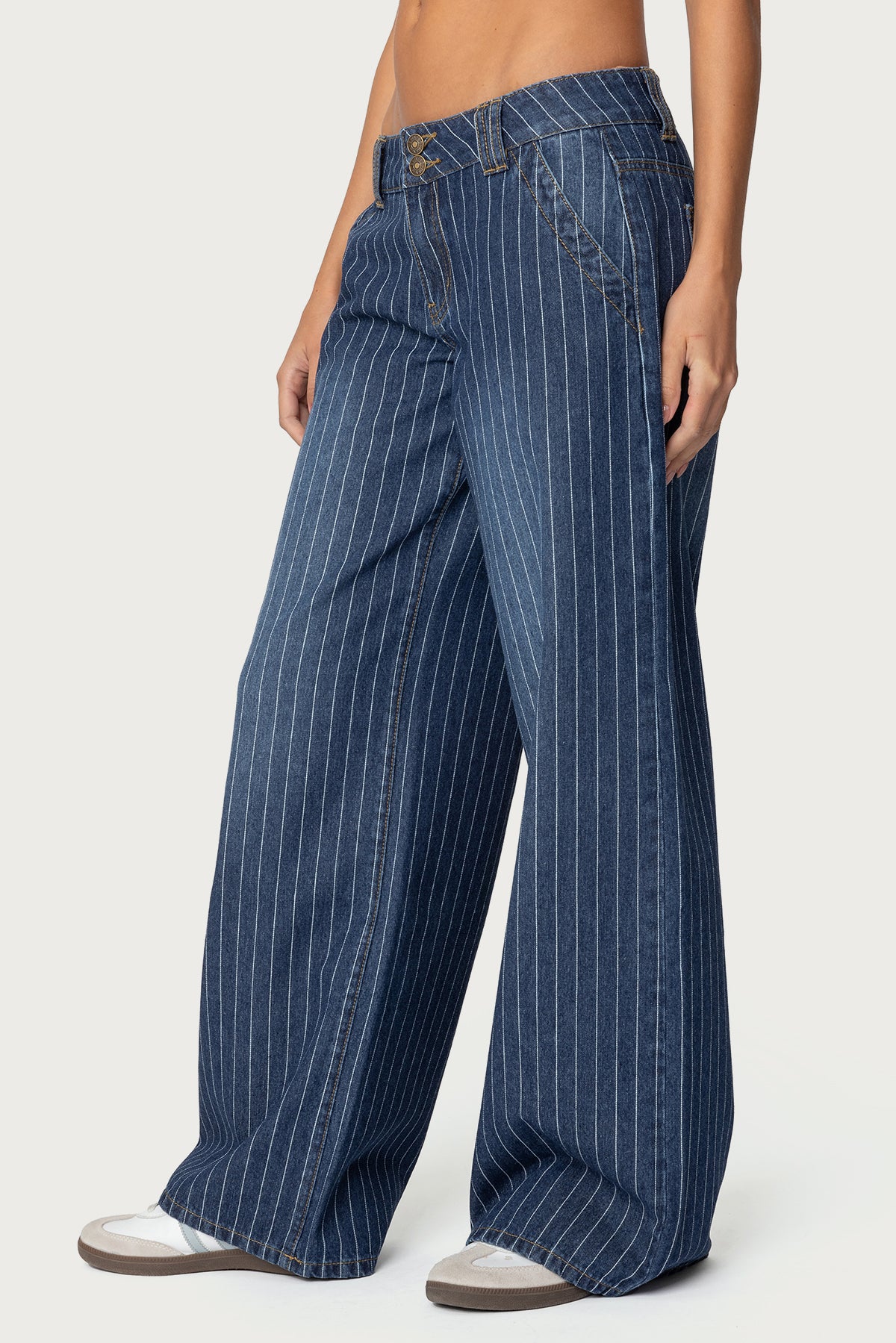 Cory Striped Low Rise Baggy Jeans