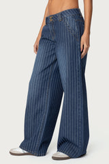 Cory Striped Low Rise Baggy Jeans