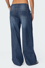 Cory Striped Low Rise Baggy Jeans