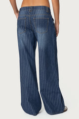 Cory Striped Low Rise Baggy Jeans