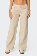 Leopard Star Low Rise Baggy Jeans