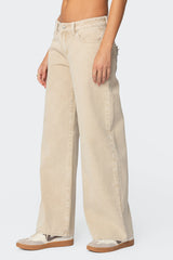 Leopard Star Low Rise Baggy Jeans