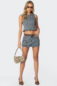 Quinlan Denim Cargo Mini Skirt