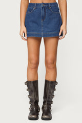 Felica High Rise Denim Mini Skort