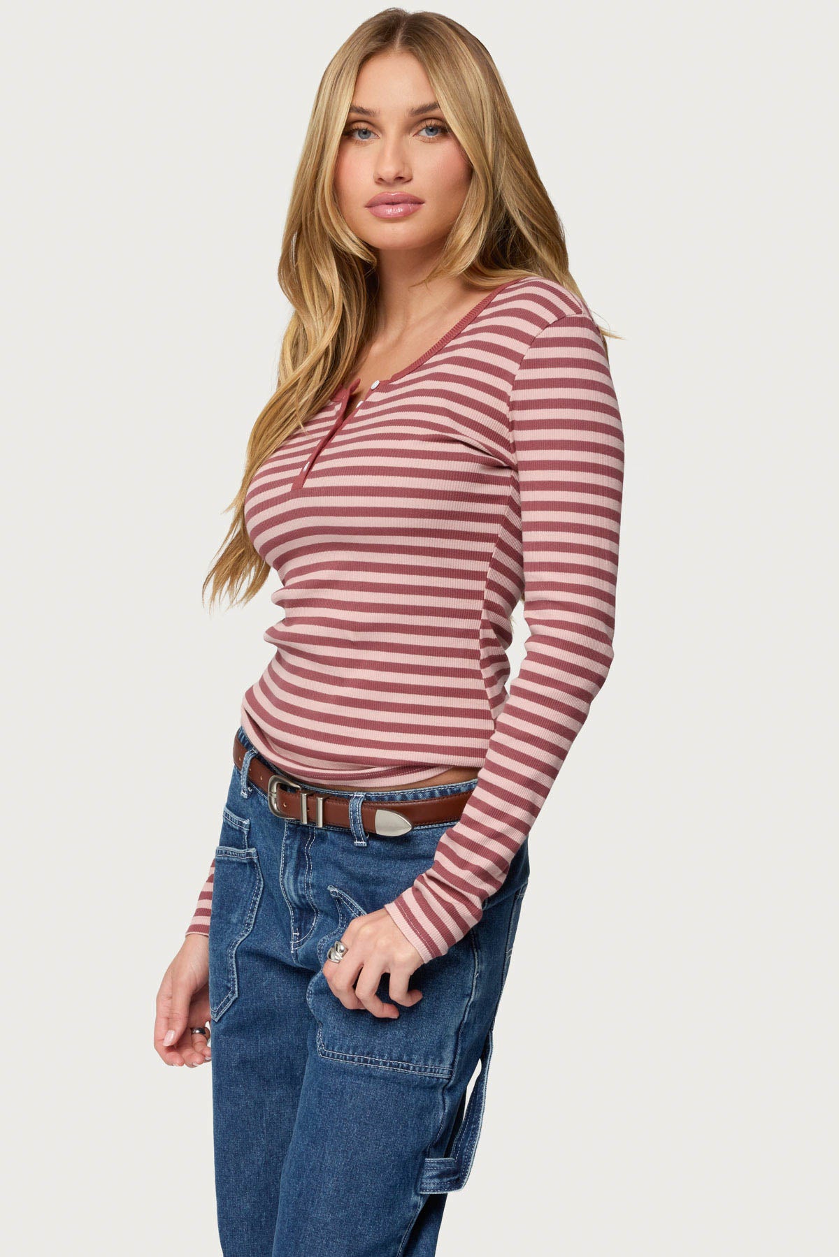 Roma Striped Henley Top