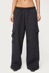 Petite Wide Leg Cargo Sweatpants