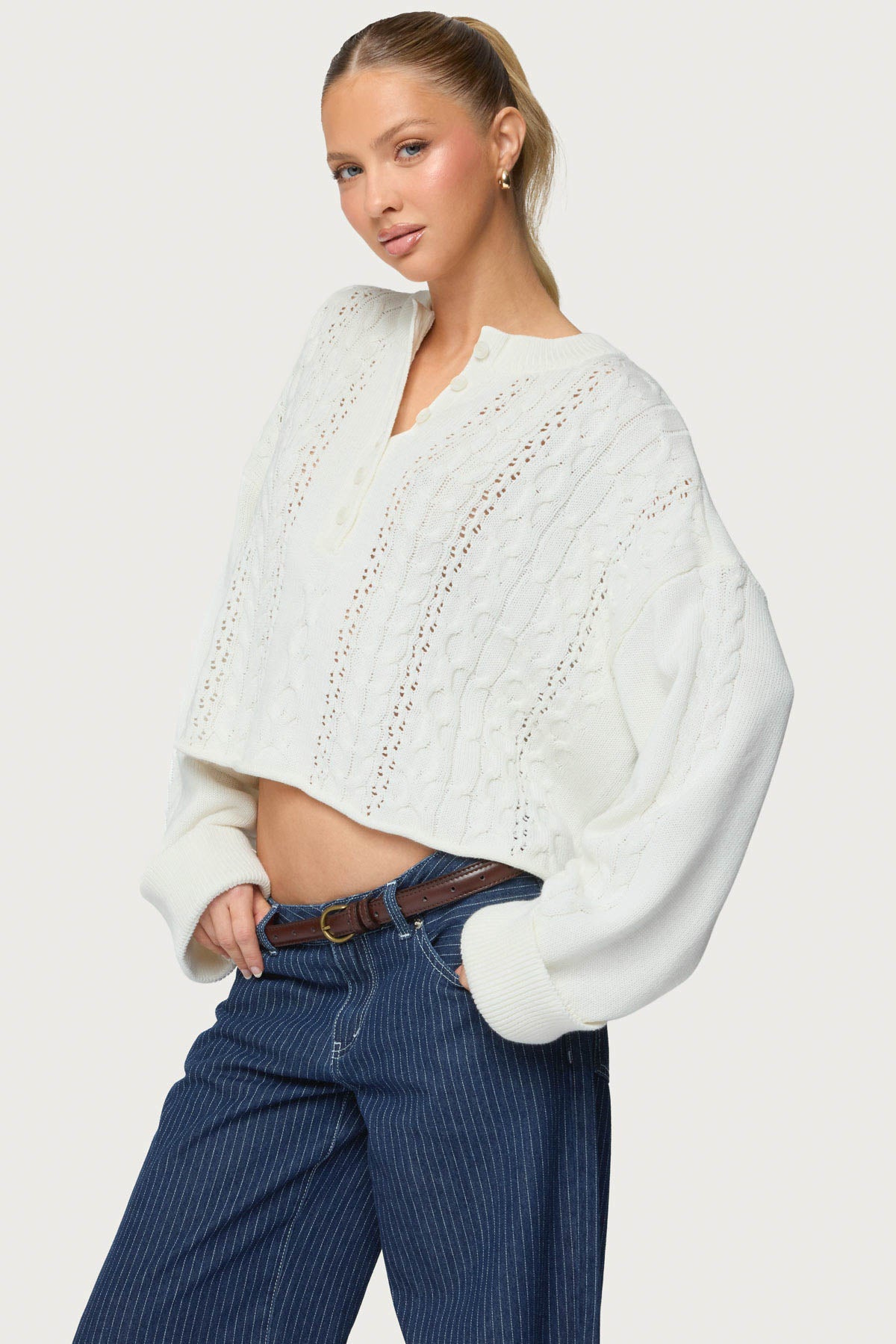 Marianna Button Cable Knit Sweater