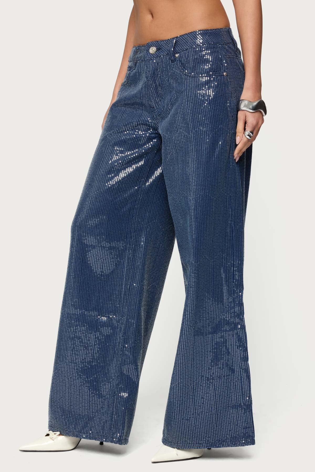 Mirella Sequin Low Rise Baggy Jeans
