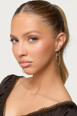 Abstract Dangling Chain Stud Earrings